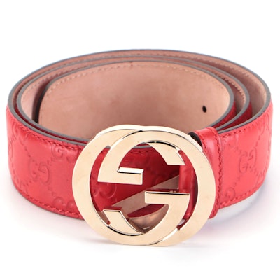 Gucci Interlocking G Belt in Red Guccissima Leather