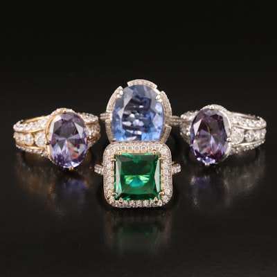 Sterling Rings Featuring Color Change Sapphire and Additional Gemstones