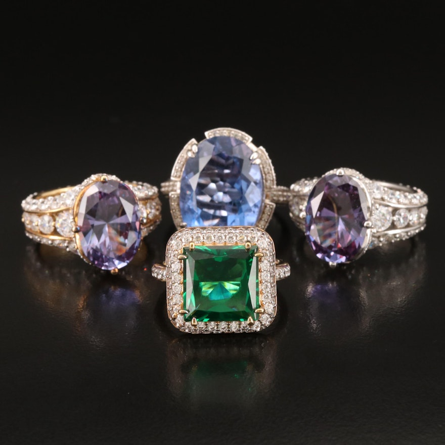 Sterling Rings Featuring Color Change Sapphire and Additional Gemstones