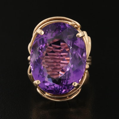 14K 21.15 CT Amethyst Solitaire Ring