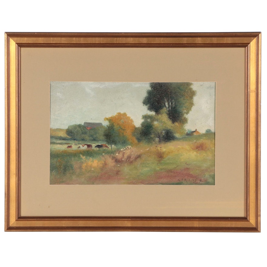 Charles Rising Pastoral Landscape Oil Painting, 1916
