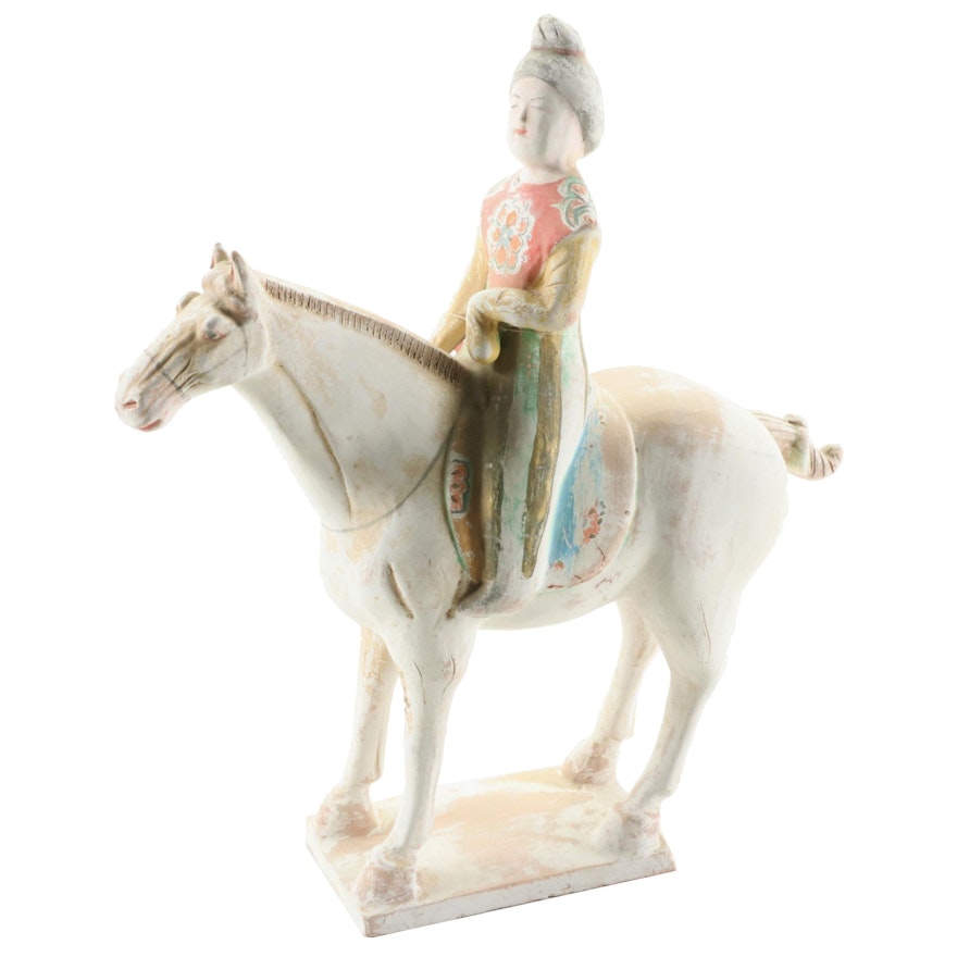 Tang Dynasty Style Ceramic Horse and Rider