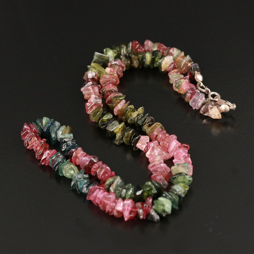 Sterling Tourmaline Beaded Necklace