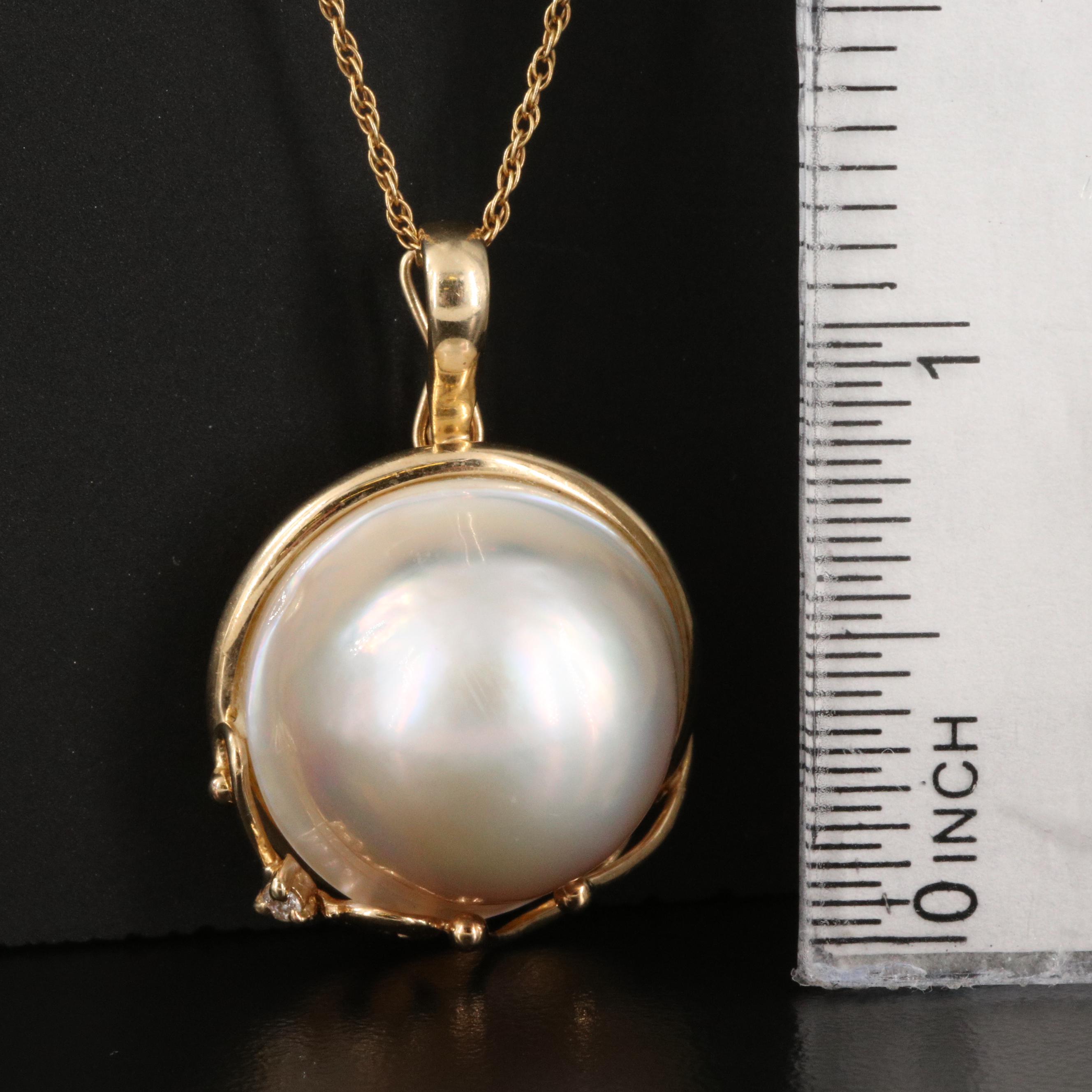 14K Mabé Pearl and Diamond Enhancer Pendant Necklace EBTH