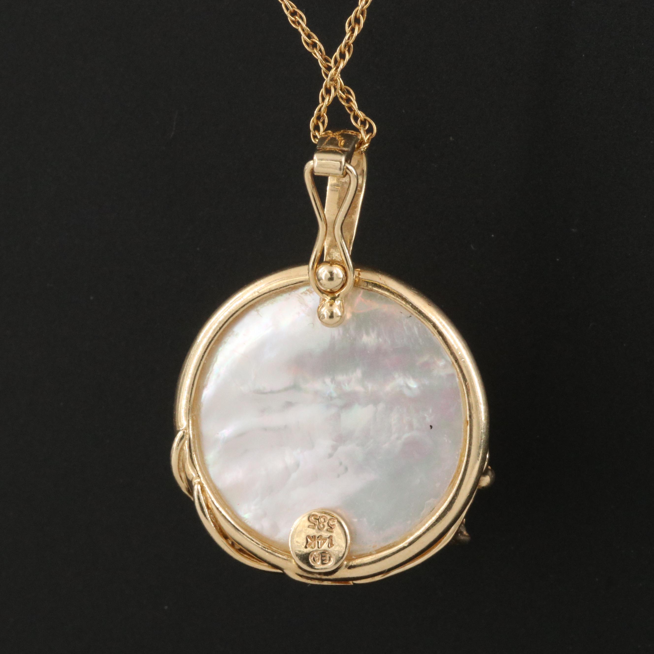 14K Mabé Pearl and Diamond Enhancer Pendant Necklace EBTH