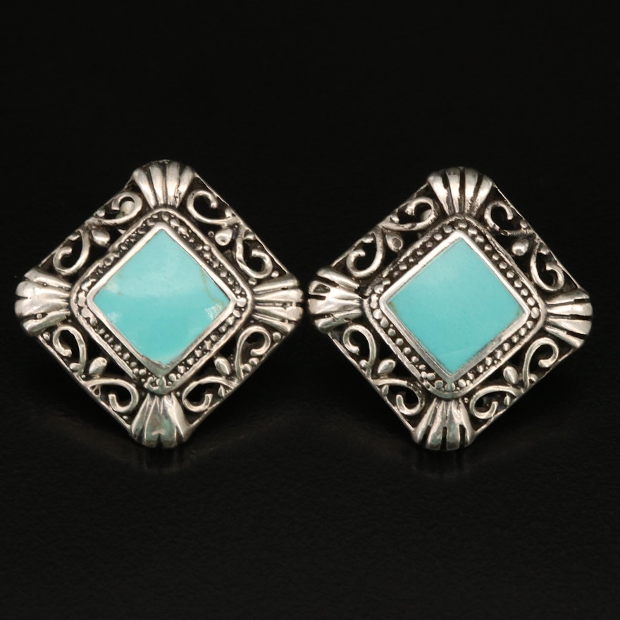 Mexican Sterling Faux Turquoise Earrings