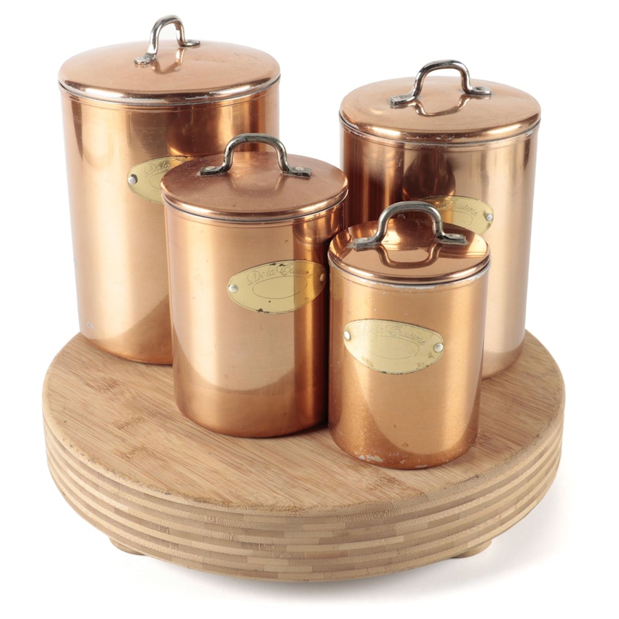 De La Cuisine Copper Clad Canister Set with Totally Bamboo Cutting Board