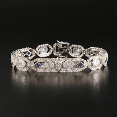 Sterling Cubic Zirconia and Sapphire Bracelet