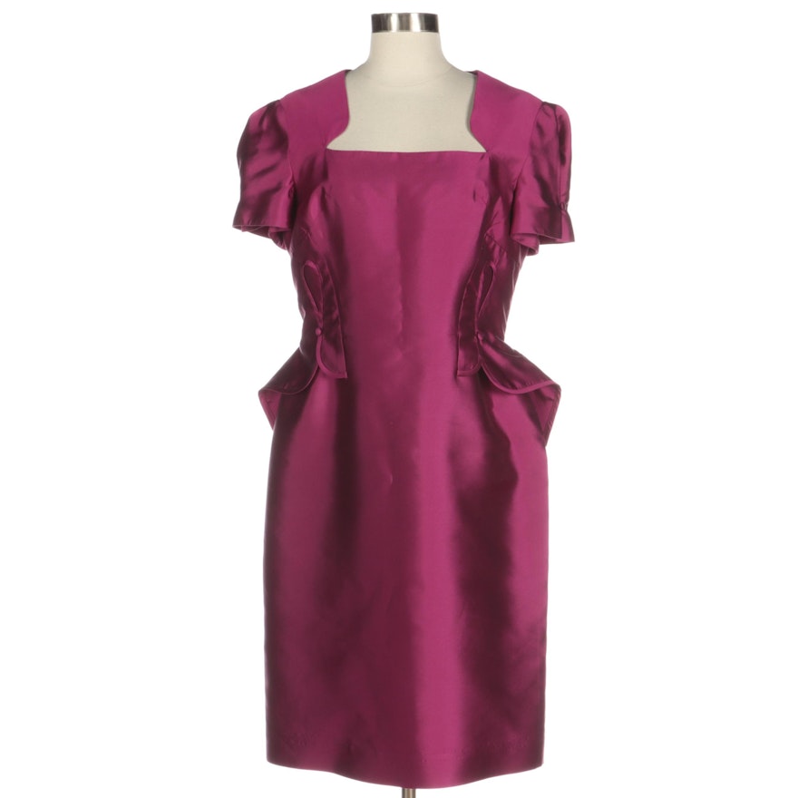 Lorcan Mullany for Bellville Sassoon Silk Dress with Covered Buttons and Peplum