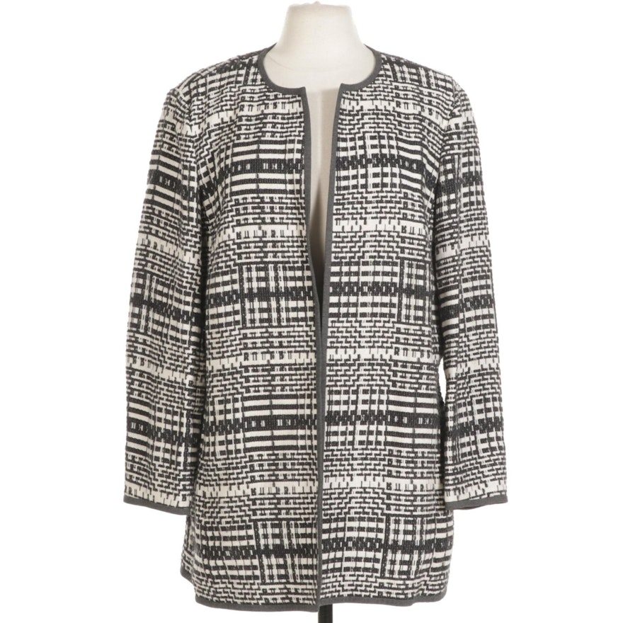 Lafayette 148 New York Open Front Graphic Print Jacket
