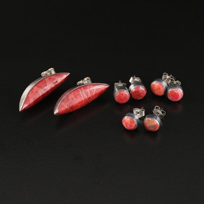 Sterling Coral Earrings