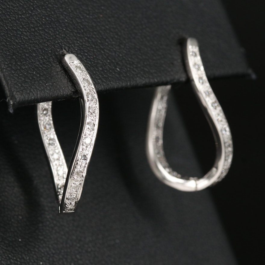 14K 0.50 CTW Diamond Inside-Out Hoop Earrings