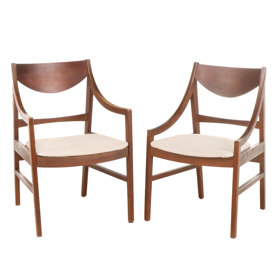 Pair of Stanley Furniture Mid Century Modern Ash Armchairs