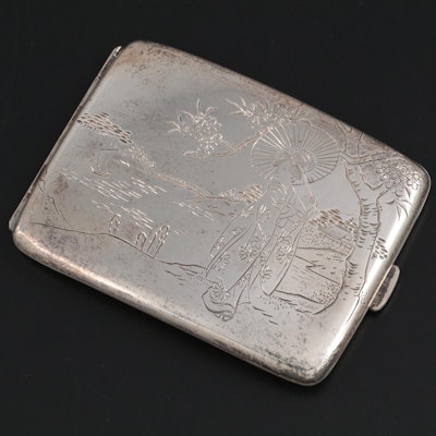 Japanese Chased 950 Silver Cigarette Case, Early to Mid 20th Century