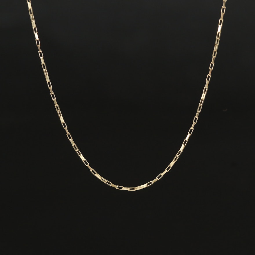 10K Rectangular Cable Chain Necklace