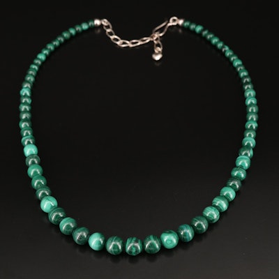 Desert Rose Trading Malachite Graduating Necklace with Sterling Clasp