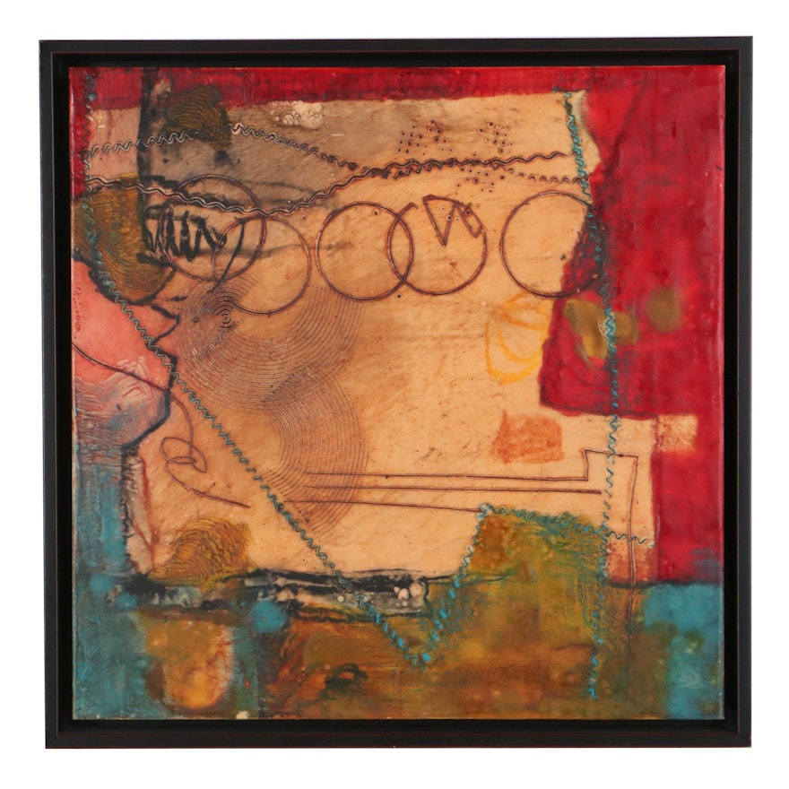 Ursula J. Brenner Abstract Encaustic Painting, 21st Century