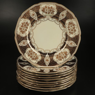 NSP China Hand-Painted Gilt Porcelain Dinner Plates