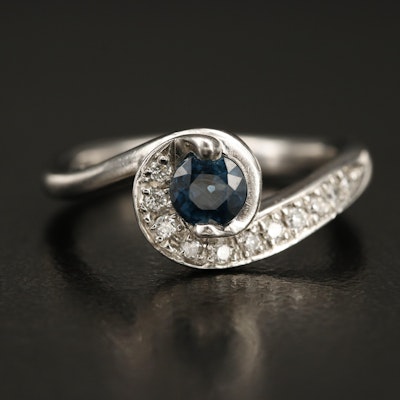 Platinum Sapphire and Diamond Bypass Ring