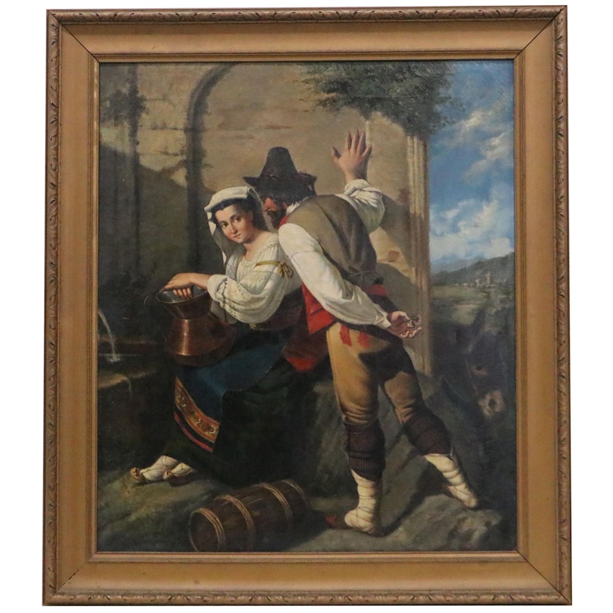 German School Style Figural Oil Painting, Late 19th Century
