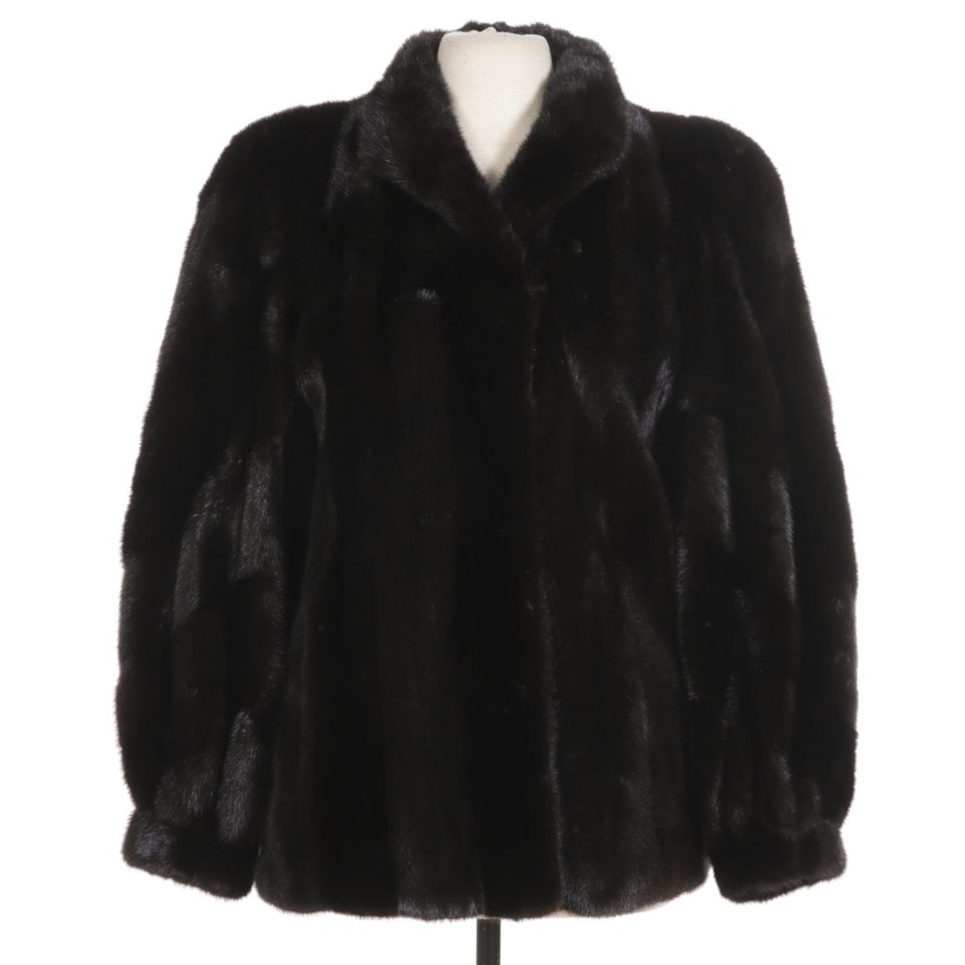 Black Mink Fur Reversible Jacket with Banded Cuffs