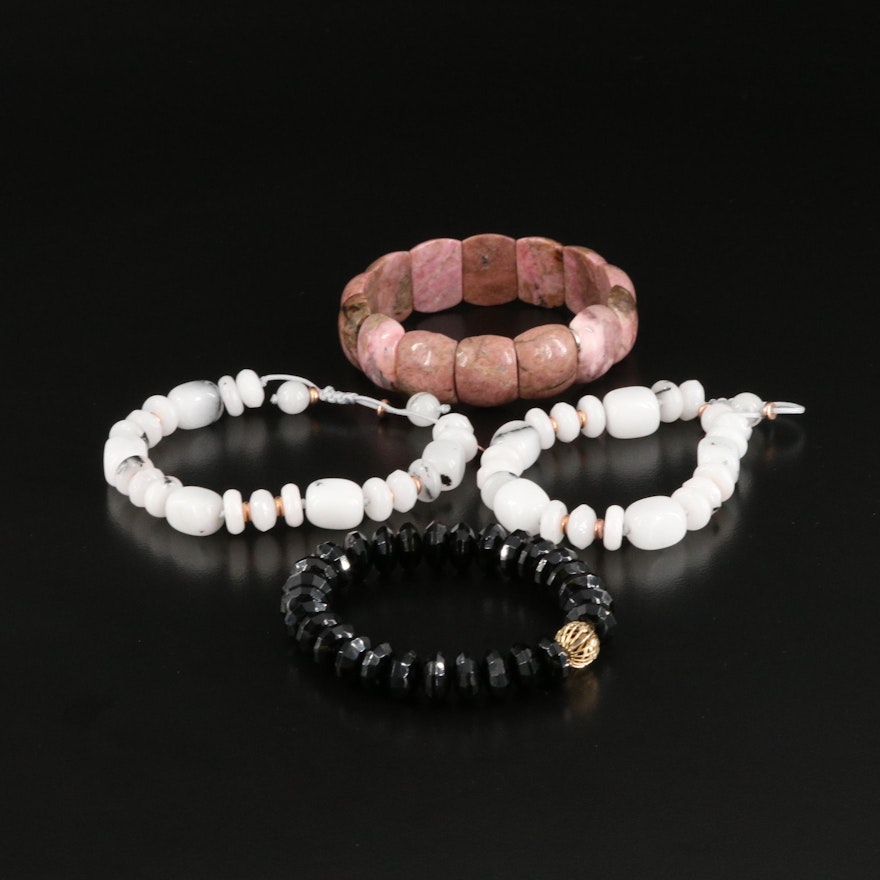 Rhodonite, Black Onyx and Agate Bracelets Including Lola Rose