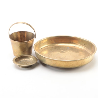 Brass Footed Bowl, Bucket and Small Dish