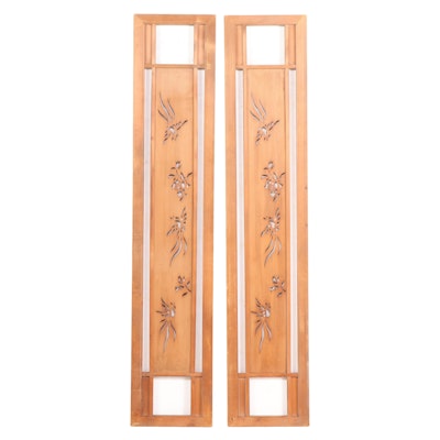 Pair of Chinese Carved Pine Wall Panels