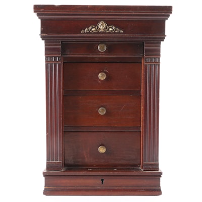 Mahogany and Brass Tambour Front Desktop Cabinet, Early to Mid 20th Century