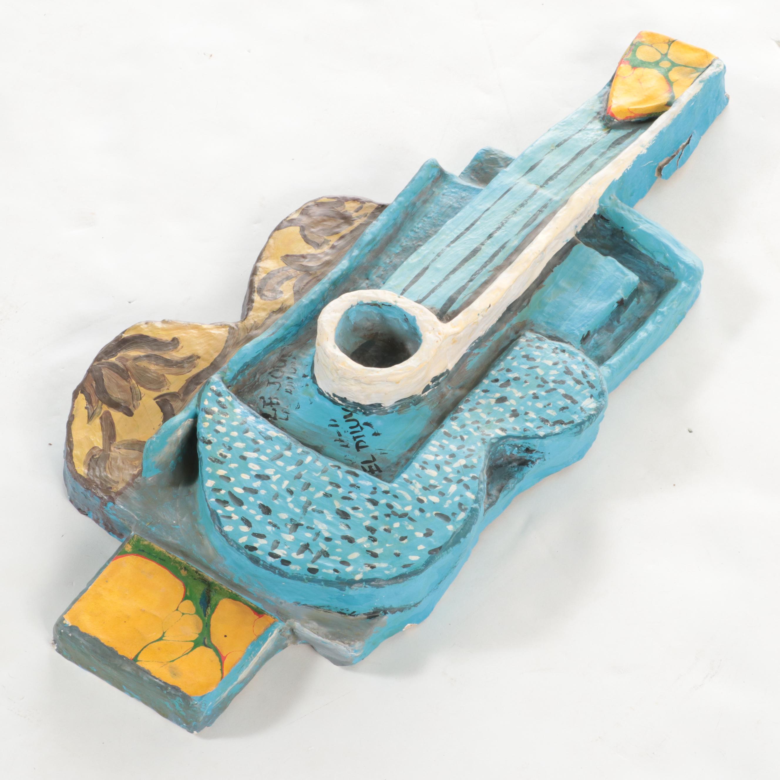 Jimmy Dobric PapierMâché Composition "Picasso Guitar," 1992 EBTH