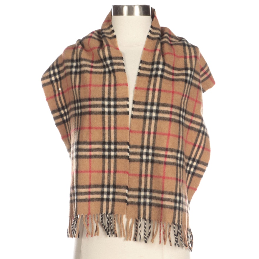 Burberrys of London Cashmere Fringed Scarf in "Nova Check"