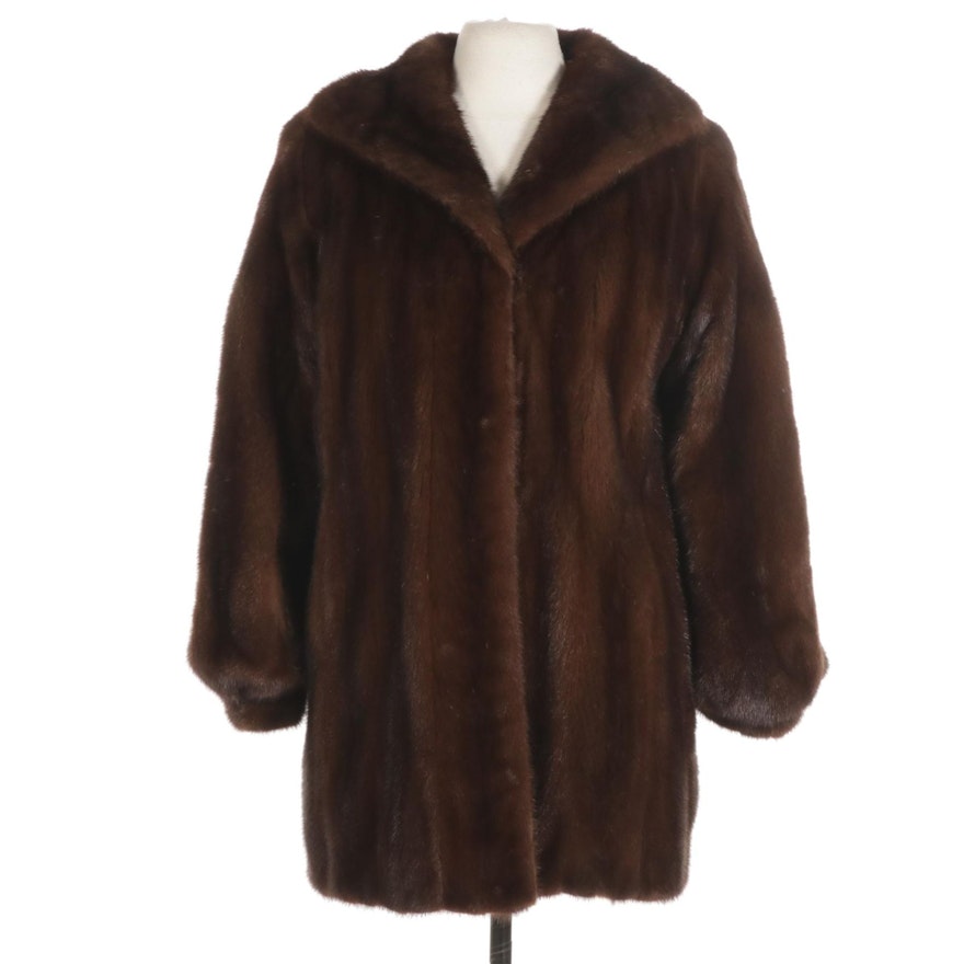 Brown Mink Fur Stroller with Shawl Collar and Banded Cuffs From Lazarus