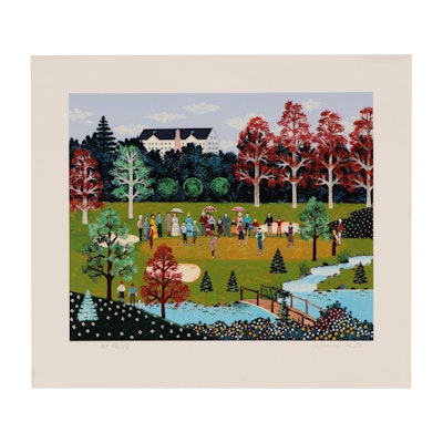 Jane Wooster Scott Serigraph of a Game of Golf