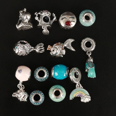 Pandora Sterling Charms Featuring Giraffe, Fish and Enamel Charms