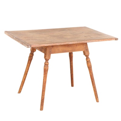 American Primitive Pine and Maple Tavern Table, 19th Century