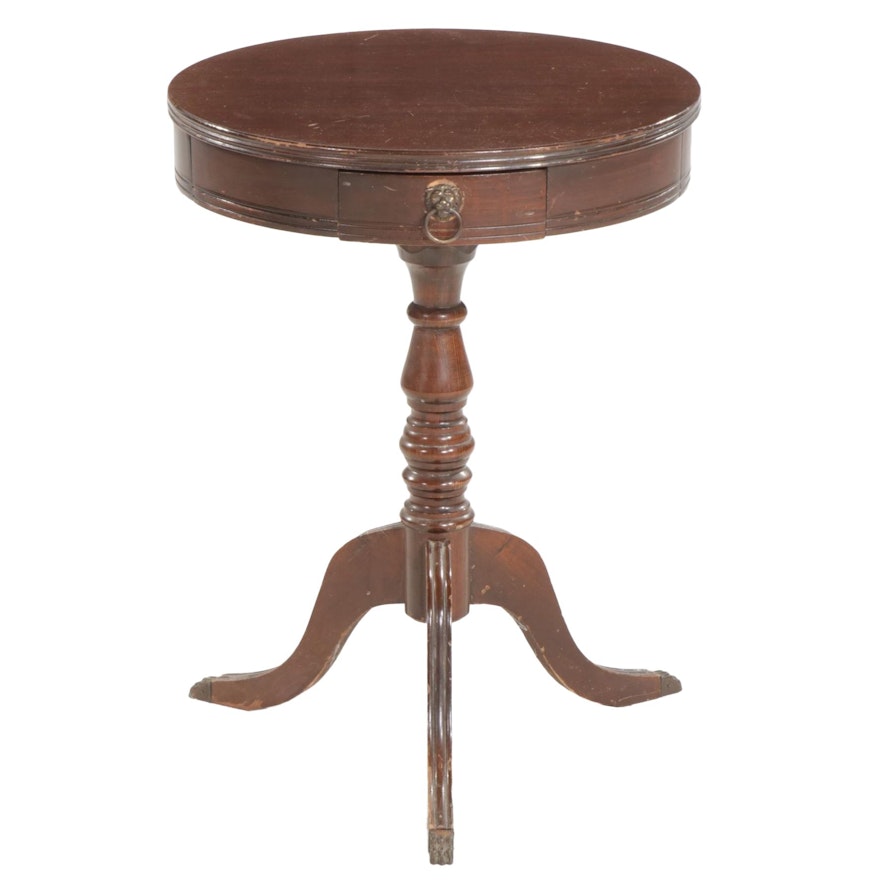 Round Mahogany Lamp Table, Mid 20th Century