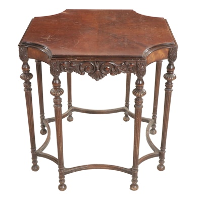 Warsaw Sheraton Style Scalloped Octagonal Center Table, Mid 20th Century