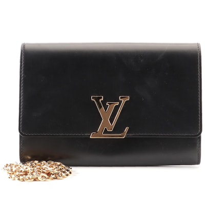 Louis Vuitton Louise GM NM Convertible Clutch in Black Calfskin with Box