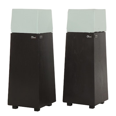 Pair of Ohm Walsh 2 Stereo Speakers with Ebonized Cabinets, Late 20th Century