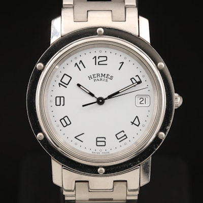 Hermès Paris Clipper with Date Stainless Steel Wristwatch