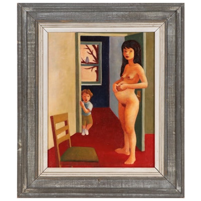 Yoko Nogami Oil Painting of Mother and Child, Late 20th Century