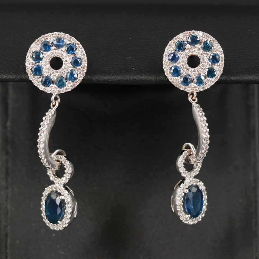 18K 1.72 CTW Sapphire and 1.00 CTW Diamond Earrings