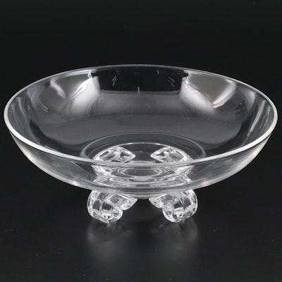 Steuben Art Glass Scroll Footed Centerpiece Bowl, Mid to Late 20th Century