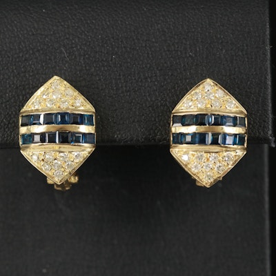 18K 1.26 CTW Sapphire and Diamond Hexagonal Earrings