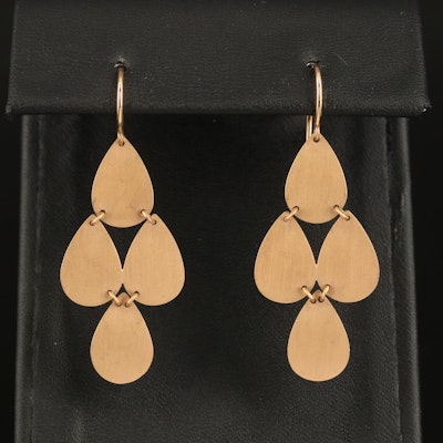 18K Drop Earrings with Brushed Finish