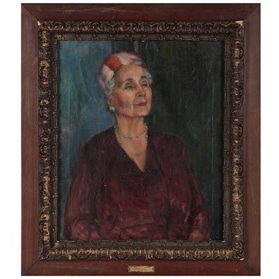 Portrait Oil Painting of Elderly Woman, Late 19th Century