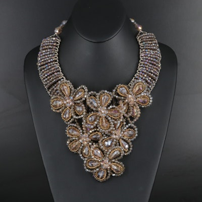 Rara Avis by Iris Apfel Crystal and Glass Flower Bib Necklace