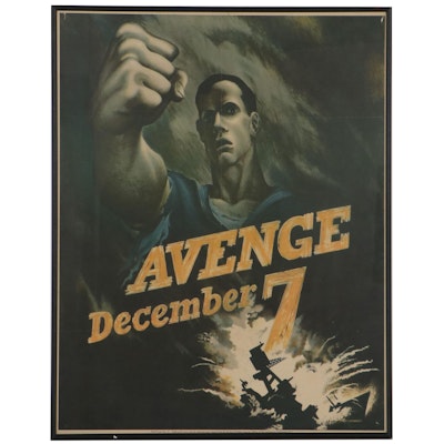Offset Lithograph After Bernard Perlin "Avenge December 7"