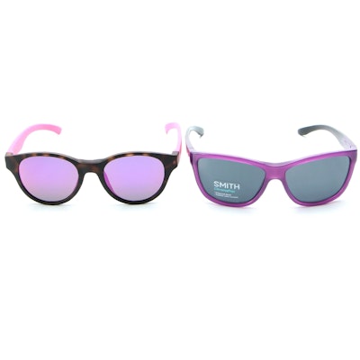 Smith Snare and Eclipse Sunglasses in Matte Havana and Violet Spray with Cases