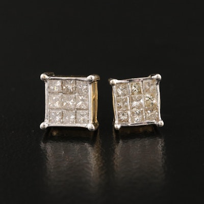 14K 0.55 CTW Invisible Set Diamond Stud Earrings